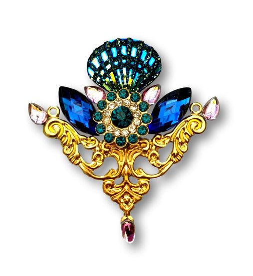 Gemcluster Bling Jewel Azur-blauw Hart Heart Bloemen Flower DIY Sieraden Kindergrime .com Smink