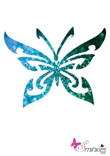 Butterfly points glittertattoo sjabloon Y-Body