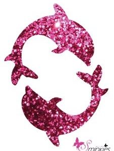 Duo dolphin glittertattoo sjabloon Y-Body