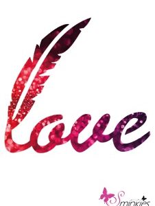 Love feather glittertattoo sjabloon Y-Body