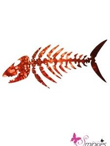 Fish bone glittertattoo sjabloon Y-Body