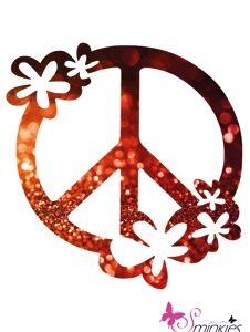 Peace flowers Glittertattoo Sjabloon Y-Body