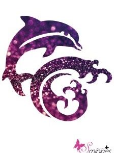 Dolphin wave glittertattoo sjabloon Y-Body