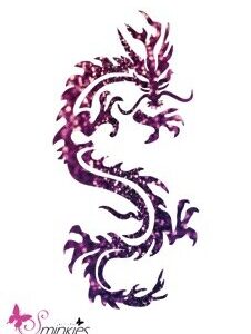 Dragon chinese glittertattoo sjabloon Y-Body