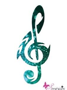 Treble clef glittertattoo sjabloon Y-Body